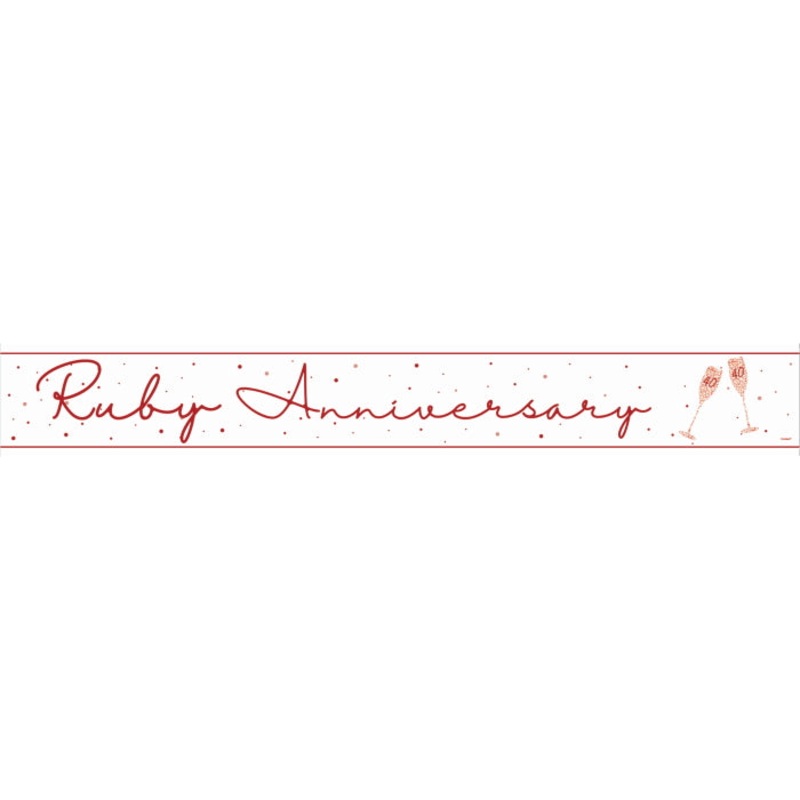 Ruby 40th Wedding Anniversary Foil Banner 9ft
