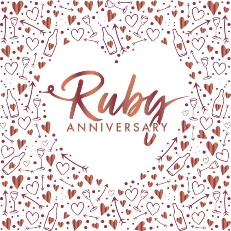 Ruby Heart 40th Wedding Anniversary Napkins Pack of 16