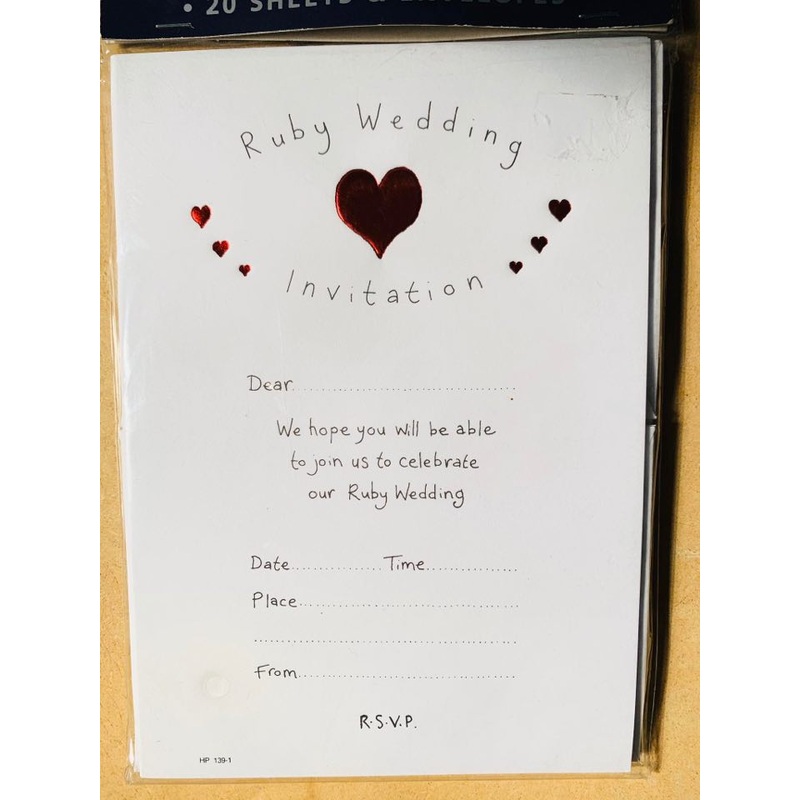 Ruby Wedding Invitations (x20)