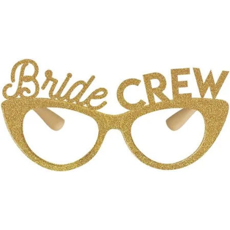 Wedding Glasses 6ct - Gold Glitter Bride Crew
