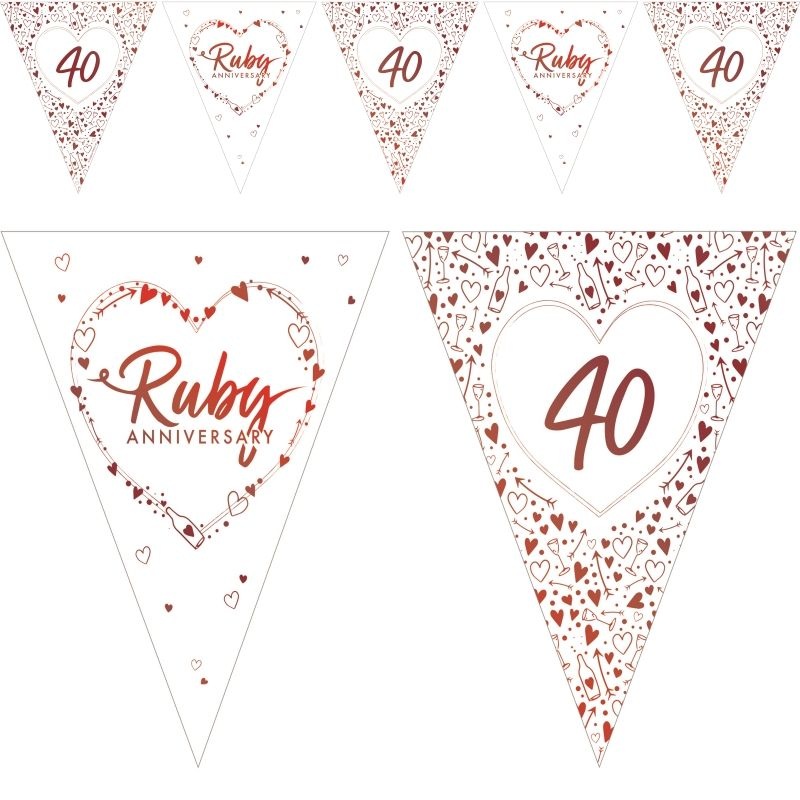 40th Ruby Wedding Anniversary Bunting 3.7 metres