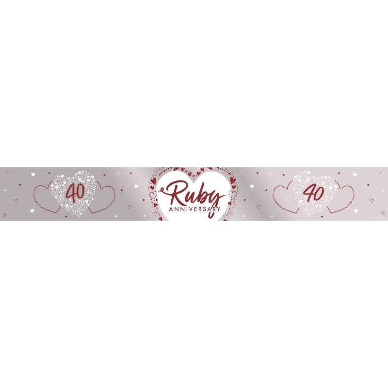40th Ruby Wedding Anniversary Foil Banner 2.7 metres