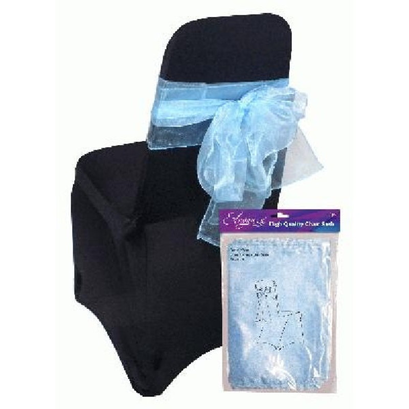 Baby Blue Eleganza Chair Sash: Sheer Wedding Chair Sash