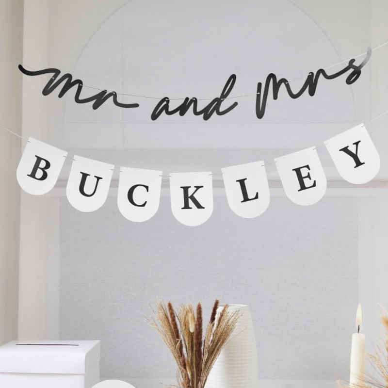 Black and White 'Mr & Mrs Customisable Wedding Banner x 2
