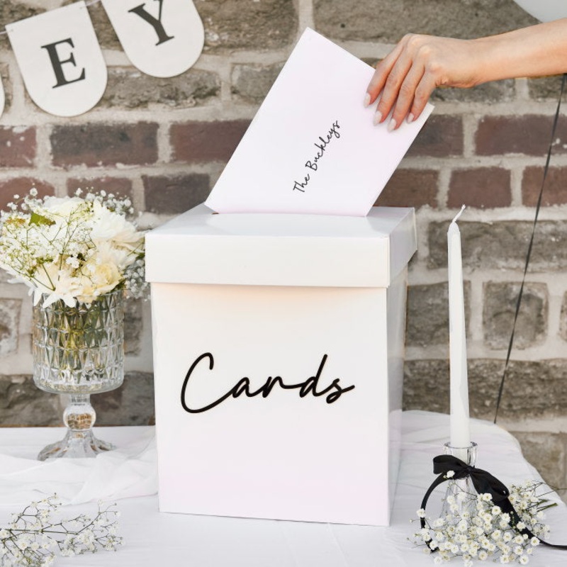 Black and White Wedding Card Box with Acrylic 3D Letters