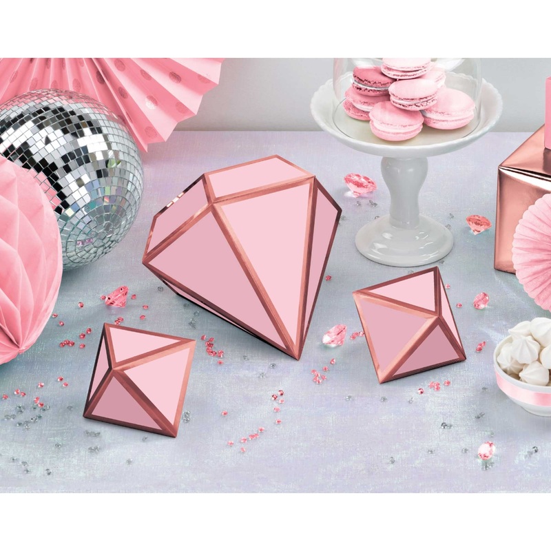 Blush Wedding 3D Foil Table Decorations 3pk