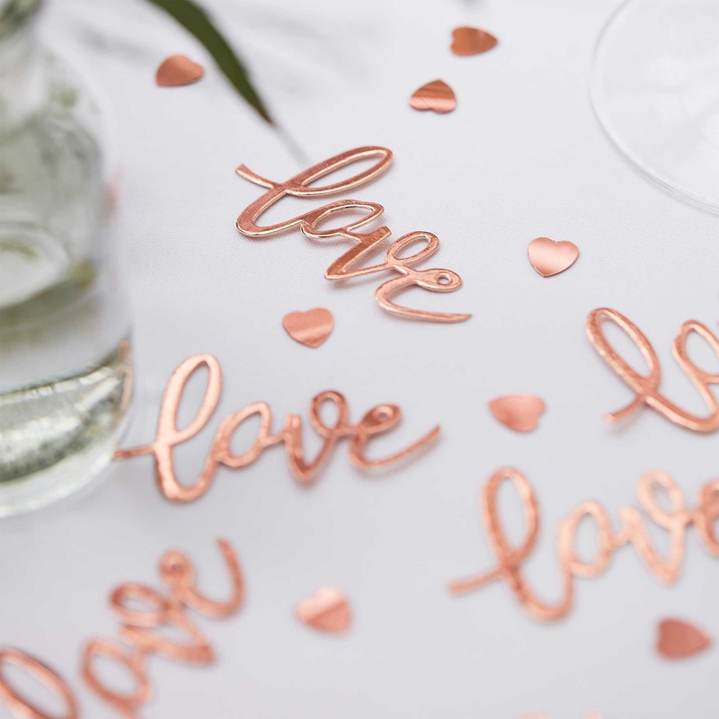 Botanical Wedding Confetti Bronze 'Love' Cards 13g
