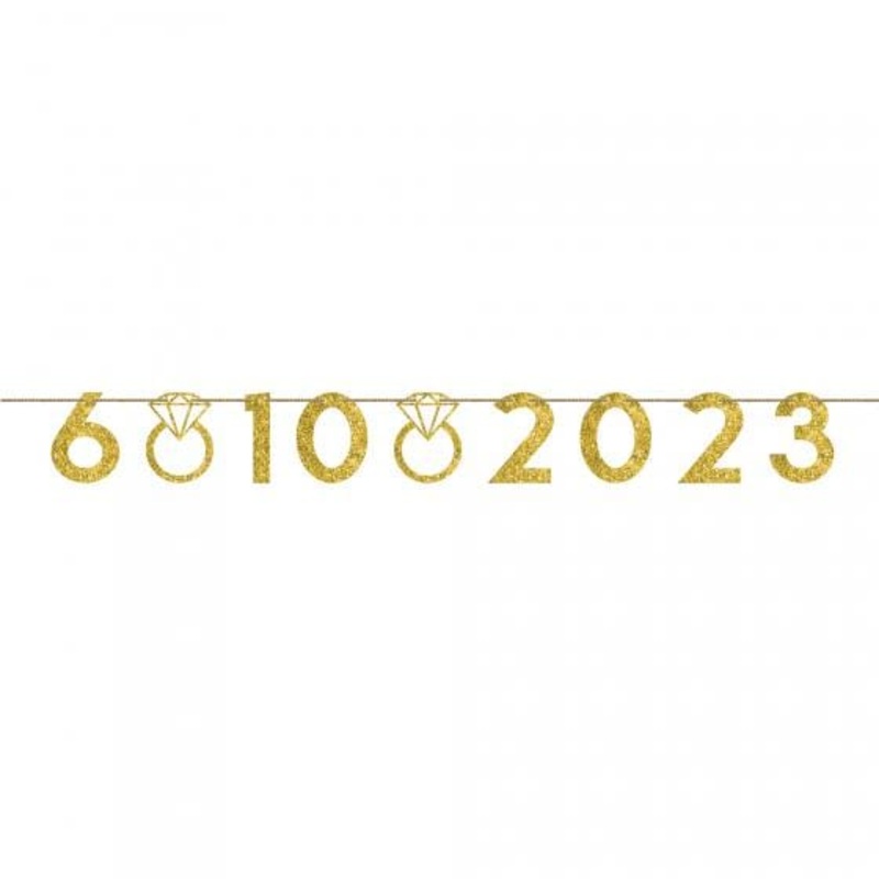 Gold Glittered Customizable Wedding Banner
