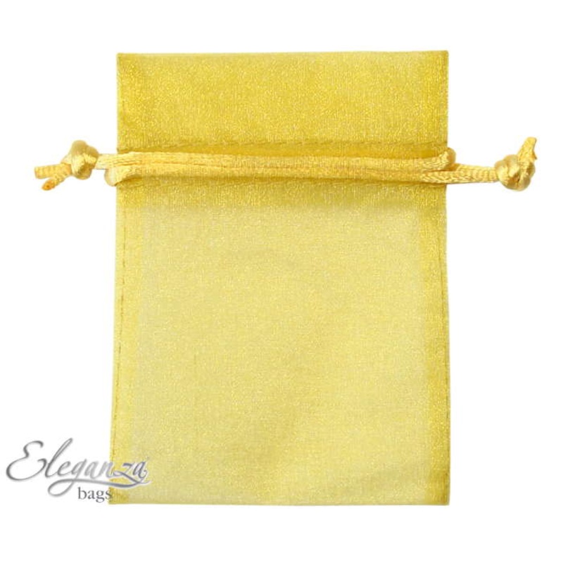 Gold Organza Bags: Wedding Favour Bags Pack of 10