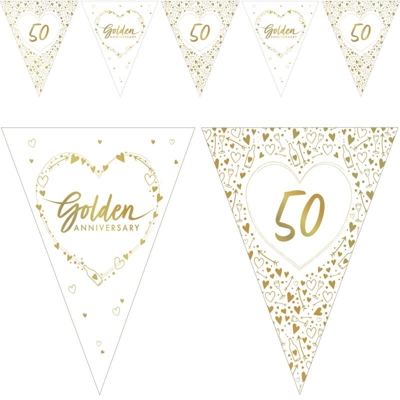 Golden Wedding Anniversary Bunting 3.7 Metres