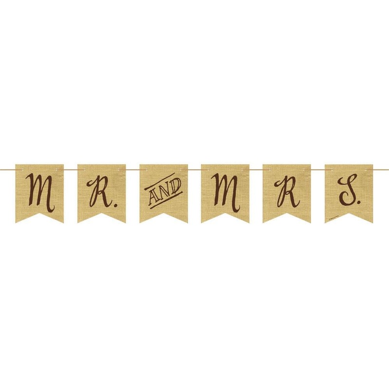 Mr & Mrs Pennant Wedding Ribbon Banner Decoration