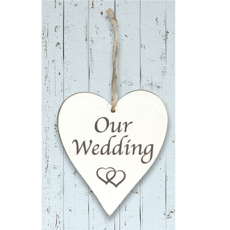 Our Wedding Hanging Wooden Heart 11cm