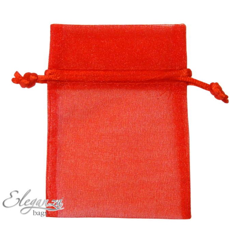 Red Organza Bags: Wedding Favour Bags Pack of 10