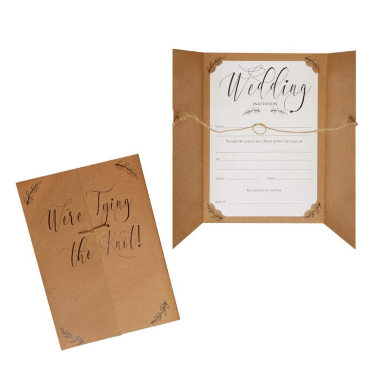 Rustic Kraft Wedding Day Invitations Pack of 10