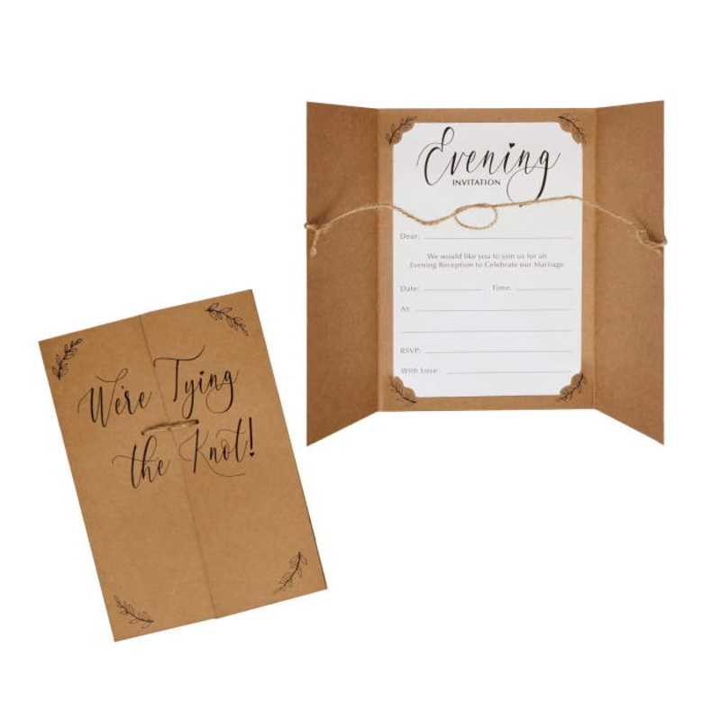 Rustic Kraft Wedding Evening Invitations Pack of 10