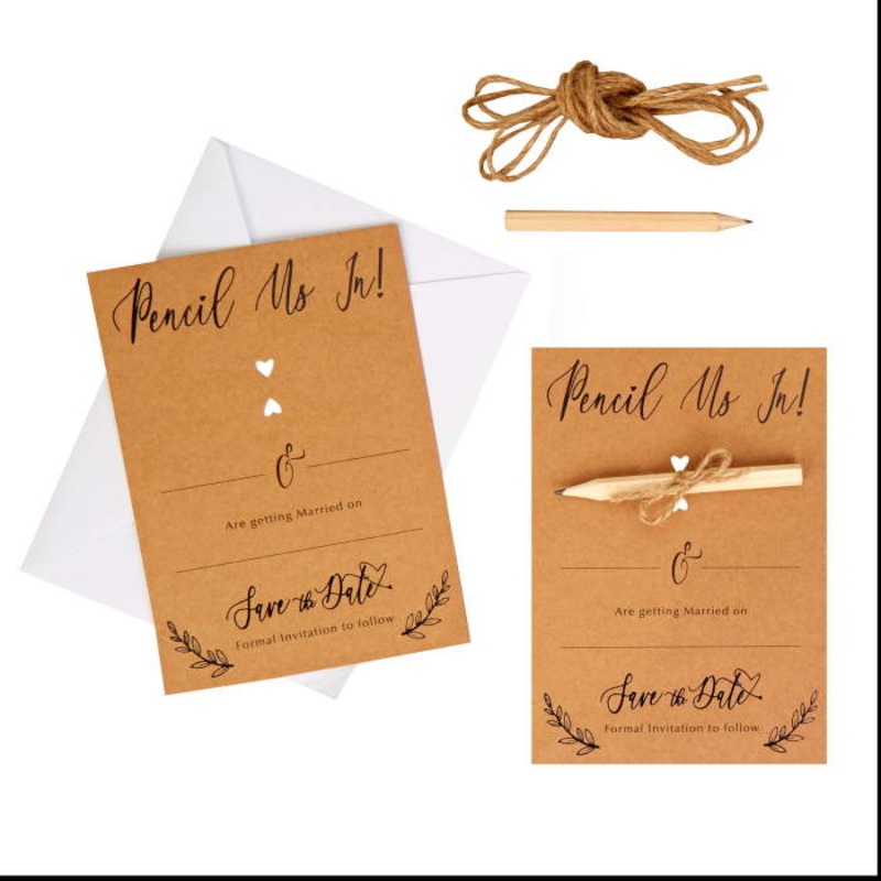 Rustic Kraft Wedding Save The Date Cards Pack of 10