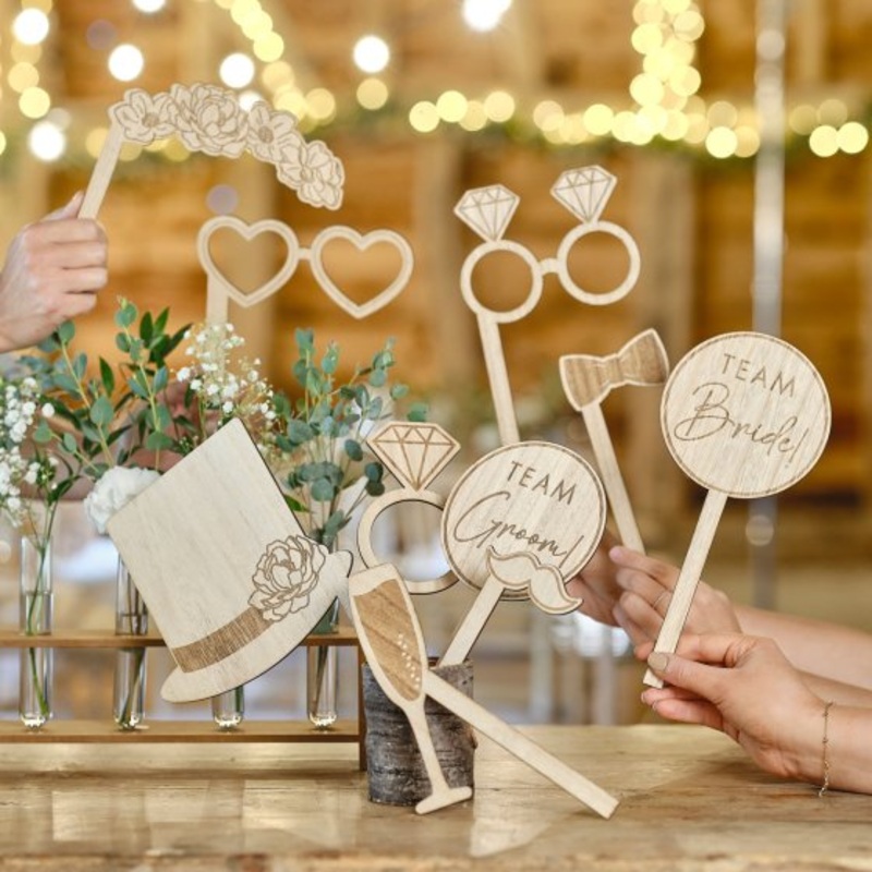 Rustic Romance Wedding Photo Booth Props 10pk