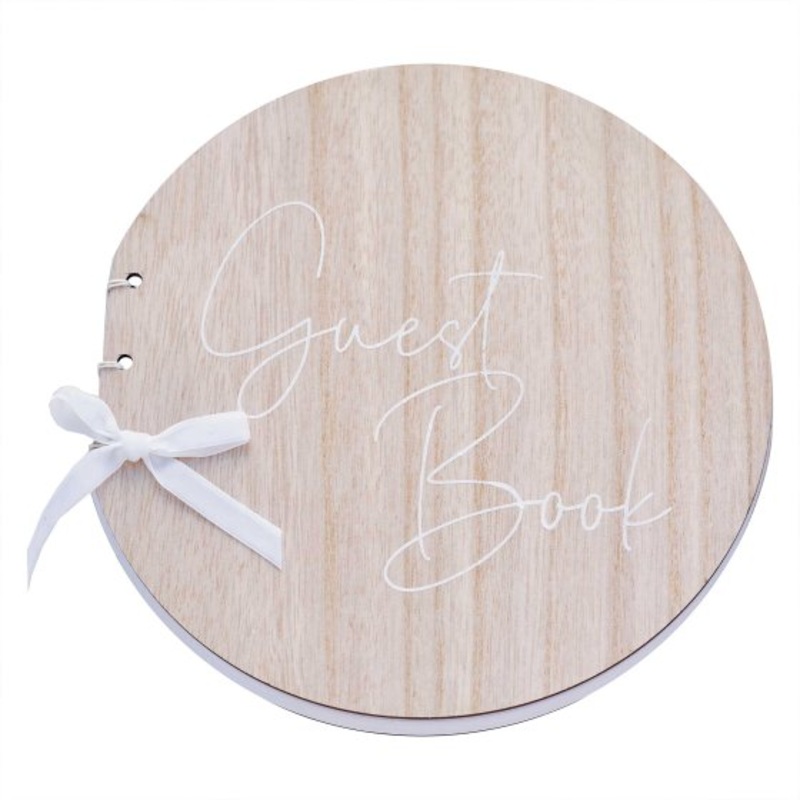 Sage Wedding Round Wooden Wedding Guest Book 22cm x 21cm Each