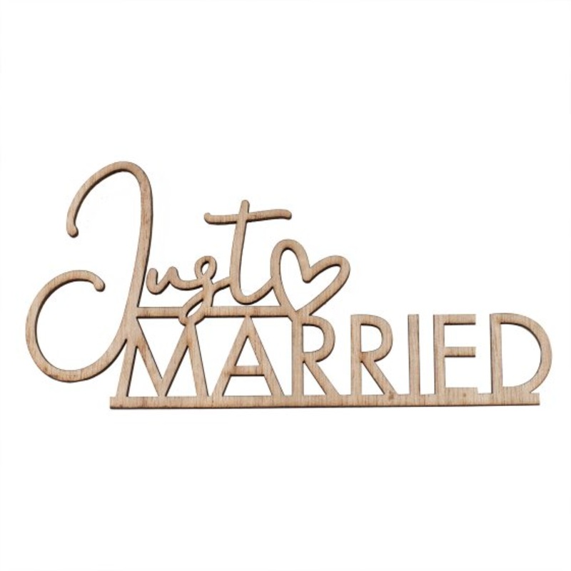 Sage Wedding Wooden Just Married Place Setting 7cm x 14cm 6pk
