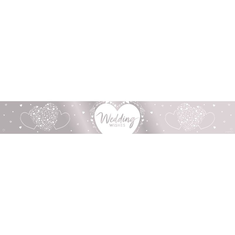 Wedding Wishes Heart Foil Banner Decoration 2.7 Metres