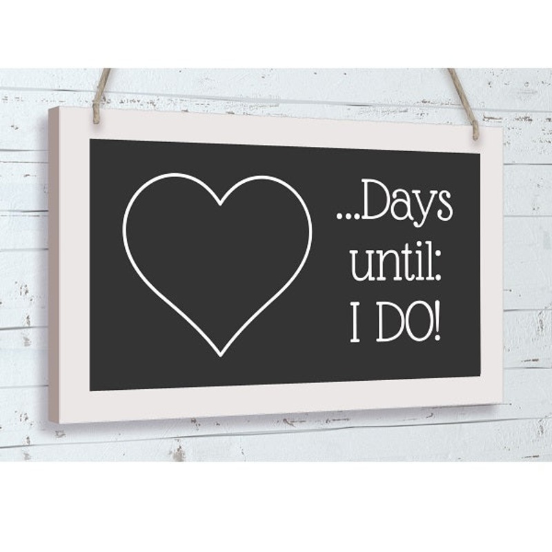 Wooden Wedding Countdown Black Board 25cm