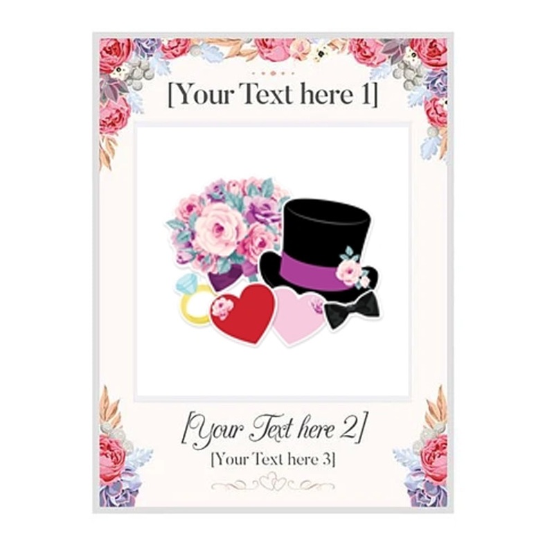 Bespoke Wedding Selfie Frame with 6 Photo Props - 79cm