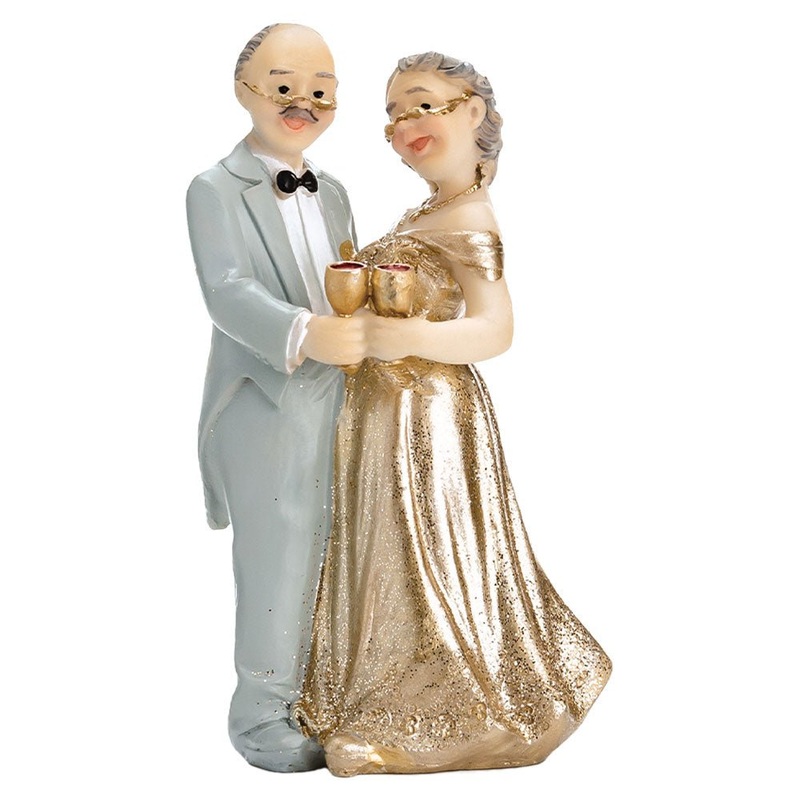 Bride & Groom Wedding Cake Decoration Gold