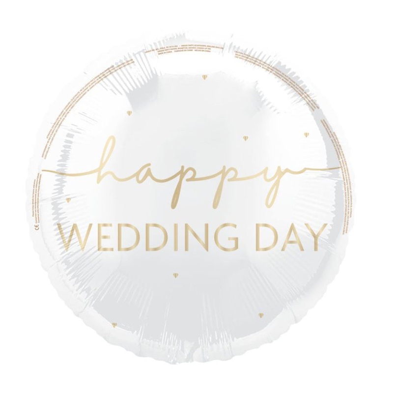 Happy Wedding Day Round Foil Balloon - 18"