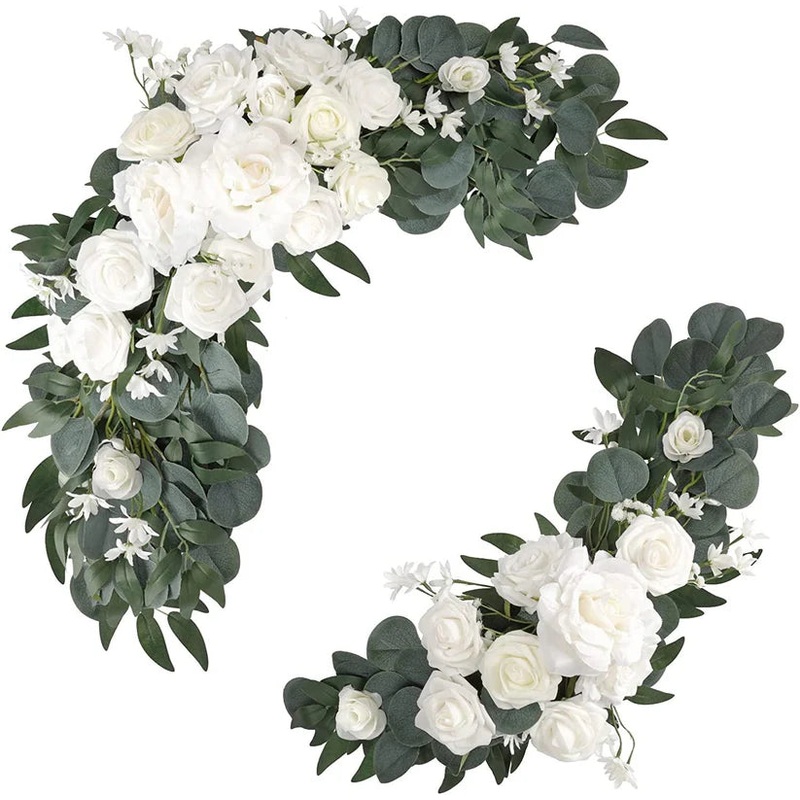 2pcs Artificial Flower Swag Arch Decor for Wedding Reception Backdrop