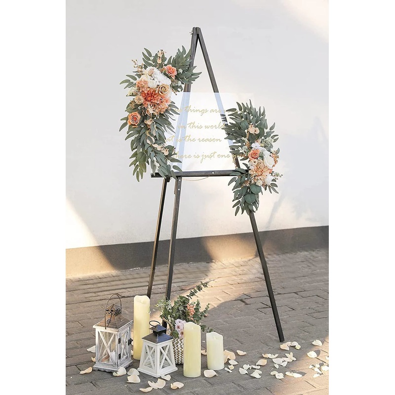 2pcs Floral Wedding Arch Flowers Swags Kit for DIY Artificial Peony Greenery Arrangements Party Welcome Ceremony