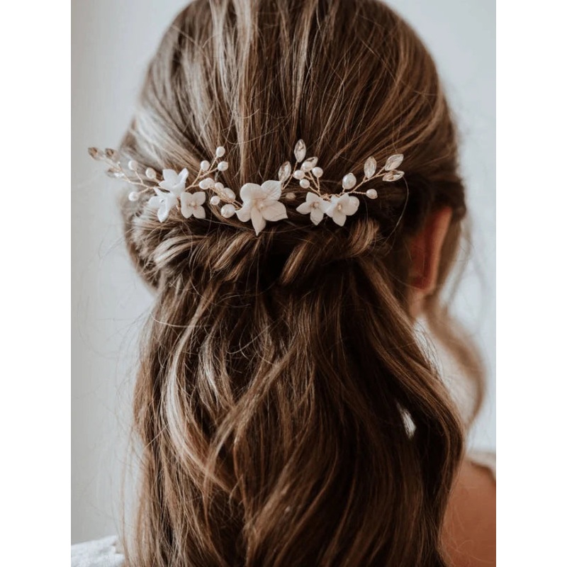 3pcs Flower & Faux Pearl Decor Wedding Hair Pin