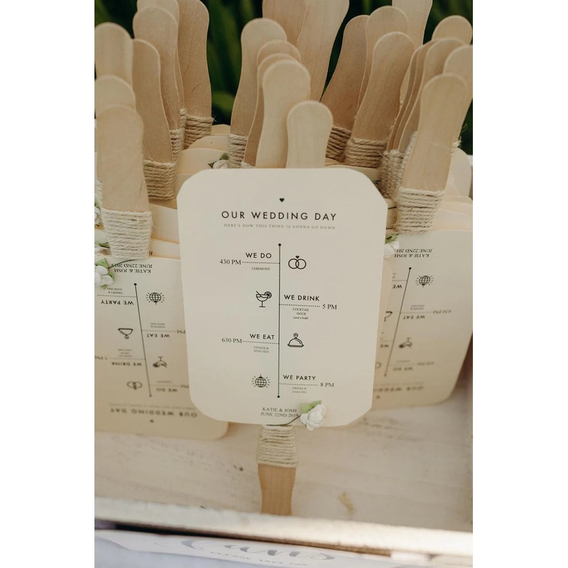 50PCS Wedding Program Fans/ Rustic Minimalist Outdoor Wedding / DIY Wedding Program Fans