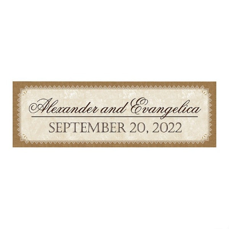Burlap & Lace Look Rustic Wedding Custom Banner - Small