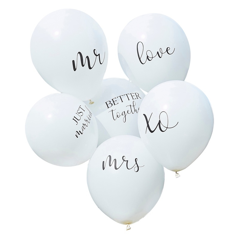 Ginger Ray White Wedding Latex Balloon 12in - Pack of 6