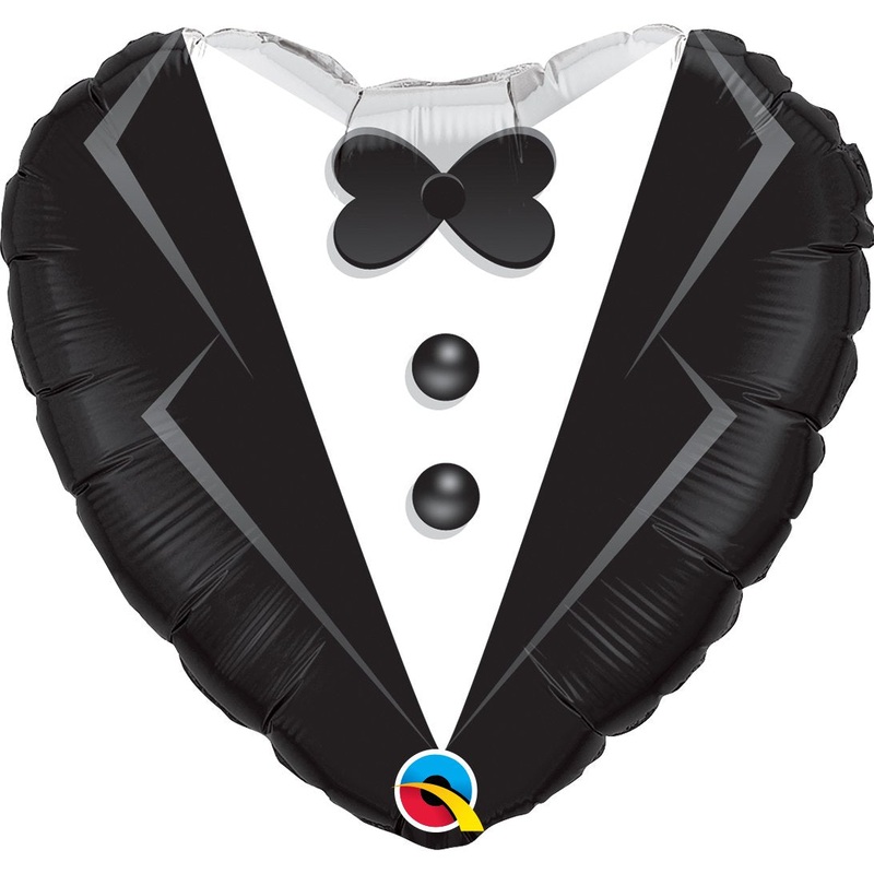 Wedding Tuxedo Heart Foil Balloon 18in / 45cm