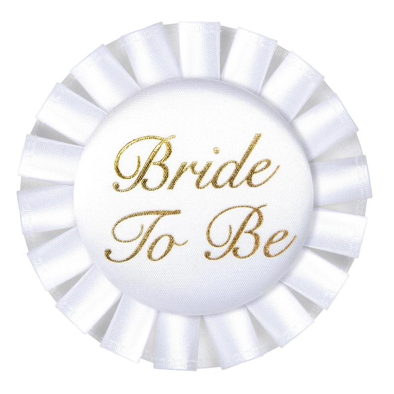 12 Pack Beistle Bride To Be Satin Button- White