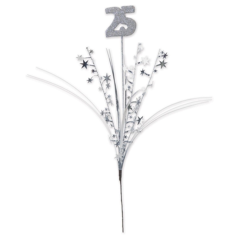 12 Pack Beistle Glittered 25th Anniversary Metallic Star Spray