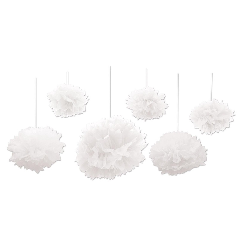 36 Pack Beistle Tissue Fluff Balls - white