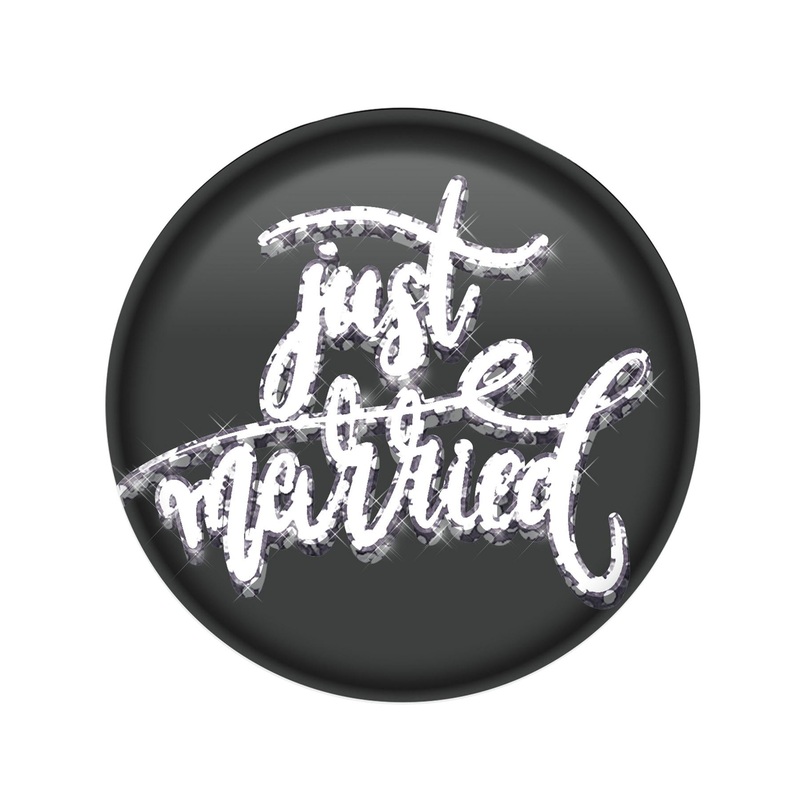 6 Pack Beistle Just Married Button - Black