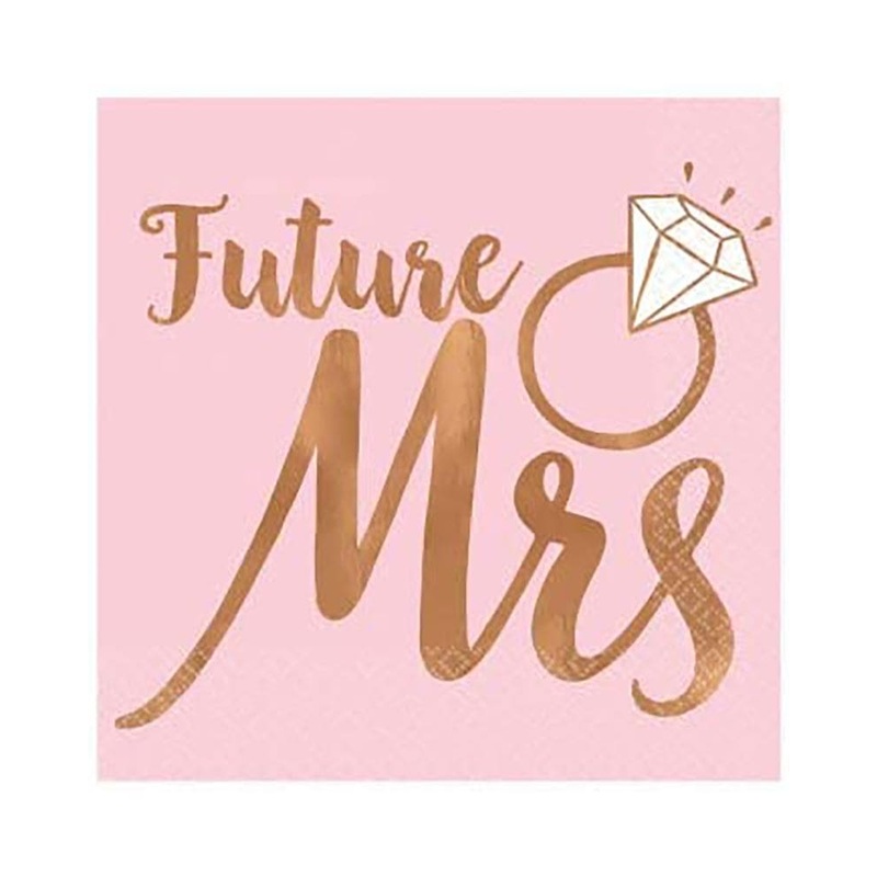 Blush Wedding Beverage Napkins Future Mrs. 16 Ct