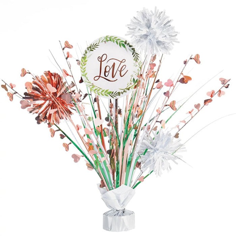 Love & Leaves 18in  Tinsel Burst Centerpiece