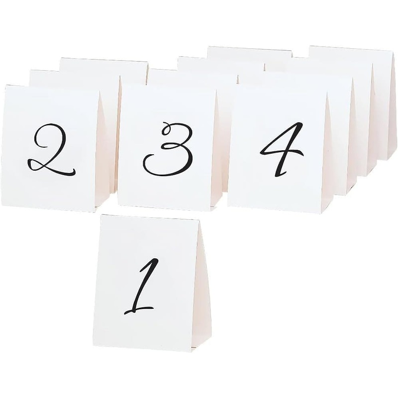White Paper Table Place Cards with Numbers