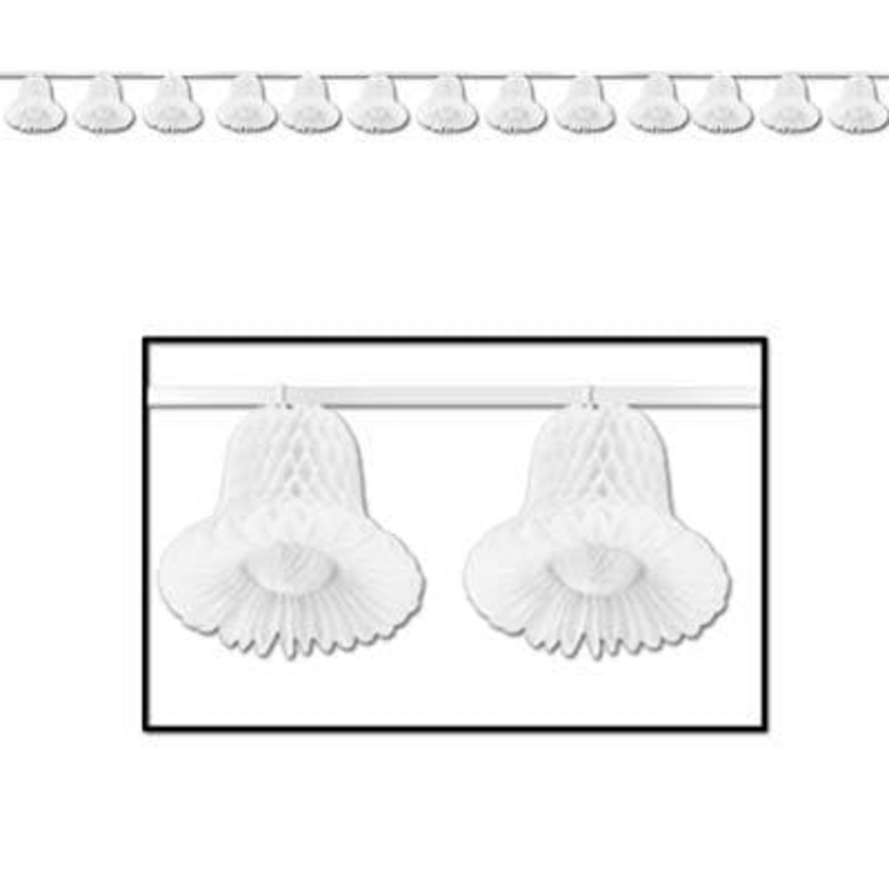 White Tissue Wedding Bell Streamer 24ft