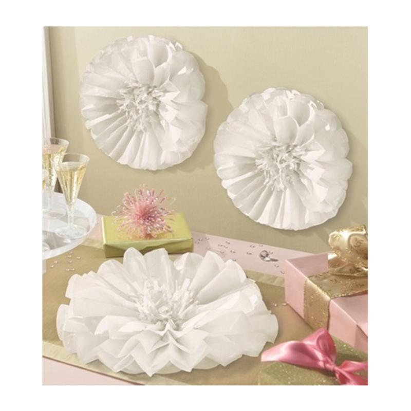 Flower Fluffy 3/pkg - White