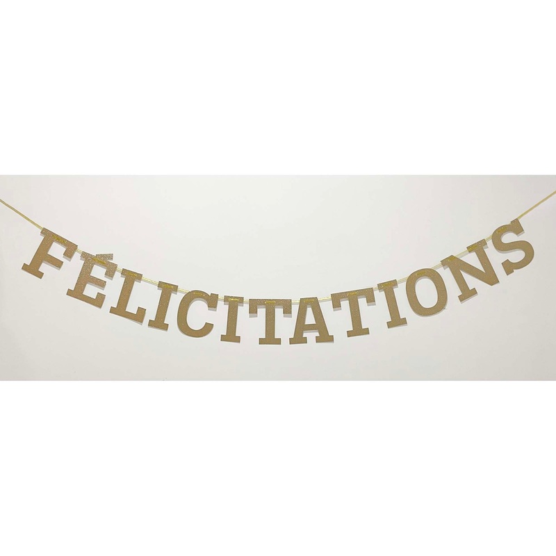 Gold "Flicitations" Letter Banner, 94 Inches, 1 Count