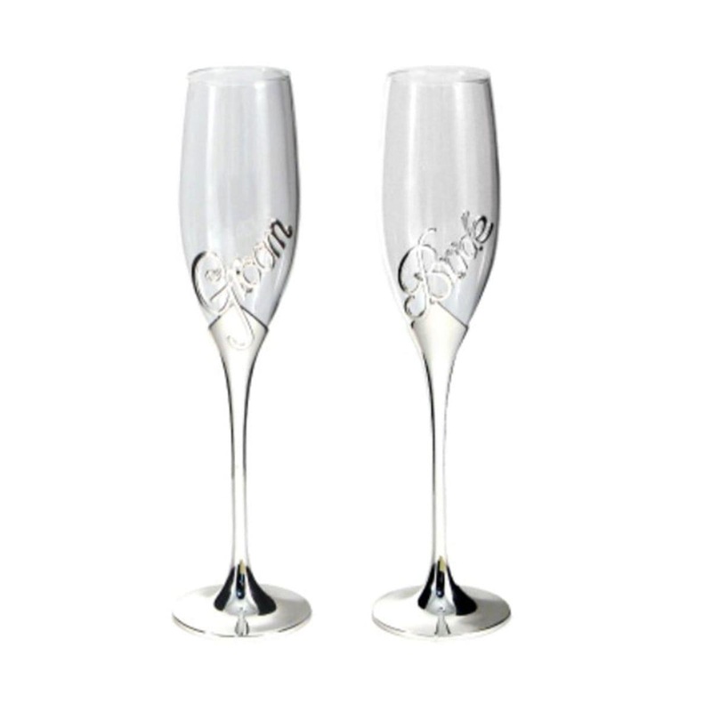 Groom and Bride Champagne Flutes, 2Count