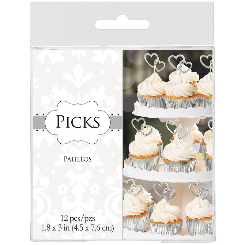 Heart Picks - Electroplated Plastic 12/Pkg