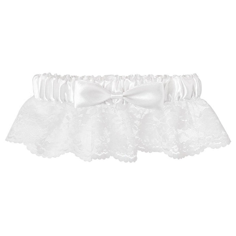 Lace Garter With White Ribbon - One Size
