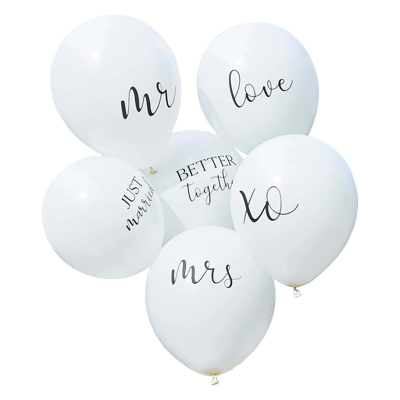 Mr & Mrs Latex Balloons, 12 Inches, 6 Count