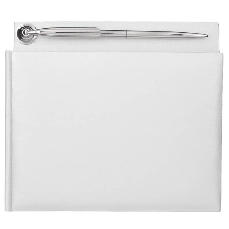 Pearlized Paper Guest Book with Pen - White 7.5 X 8 In.